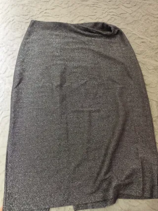 Conjunto top y falda M/L plateado