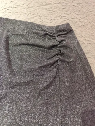 Conjunto top y falda M/L plateado