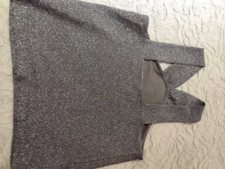 Conjunto top y falda M/L plateado