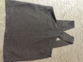 Conjunto top y falda M/L plateado