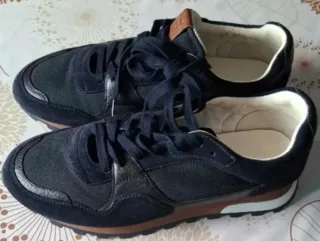 Zapatillas deportivas azul y plata