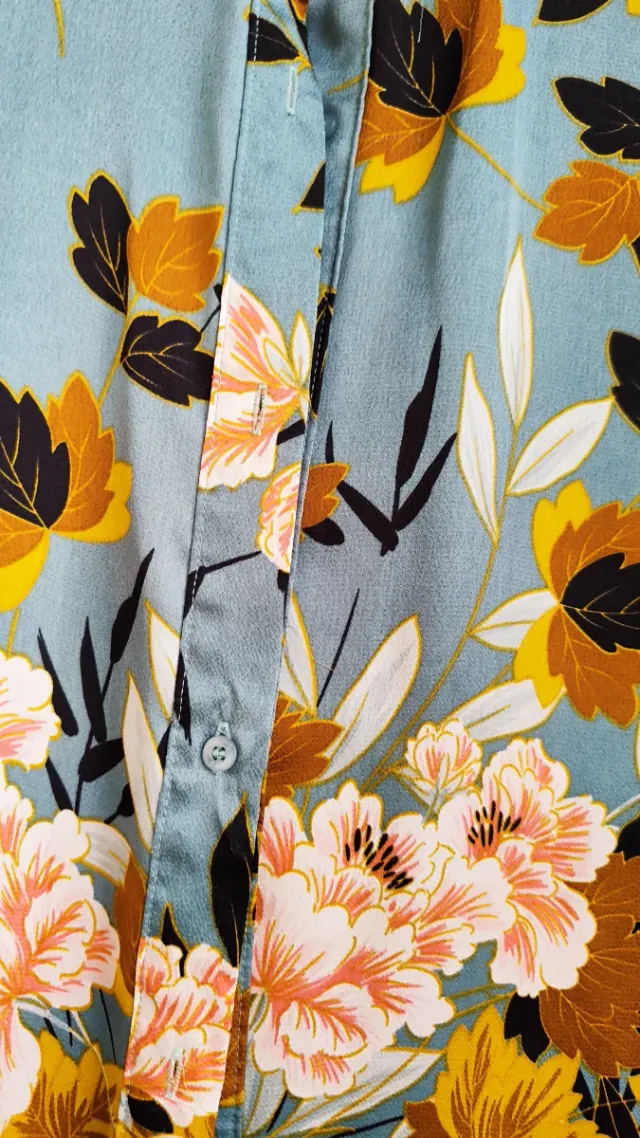 Blusa con stampa floreale blu