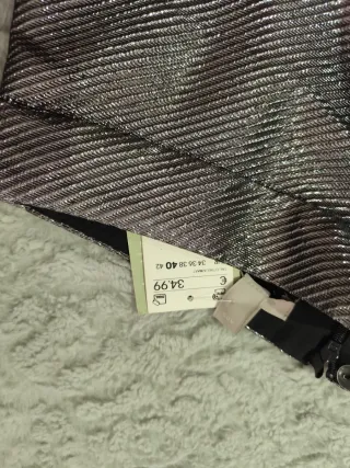 Falda midi plateada T 40