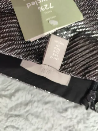 Falda midi plateada T 40