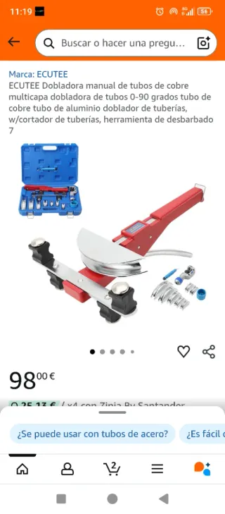 Dobladora de tubos 60€