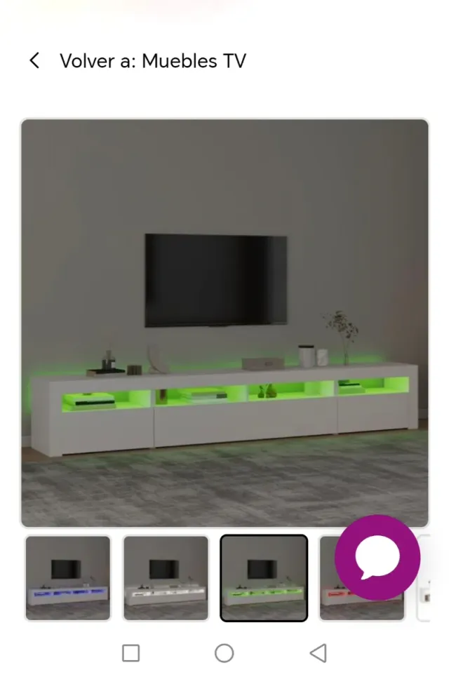 Mueble TV blanco con luces LED