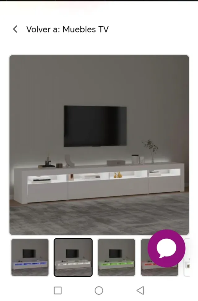 Mueble TV blanco con luces LED