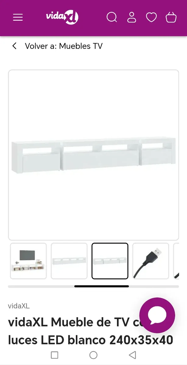 Mueble TV blanco con luces LED