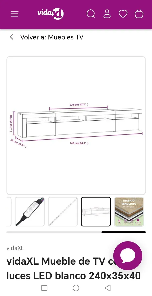 Mueble TV blanco con luces LED