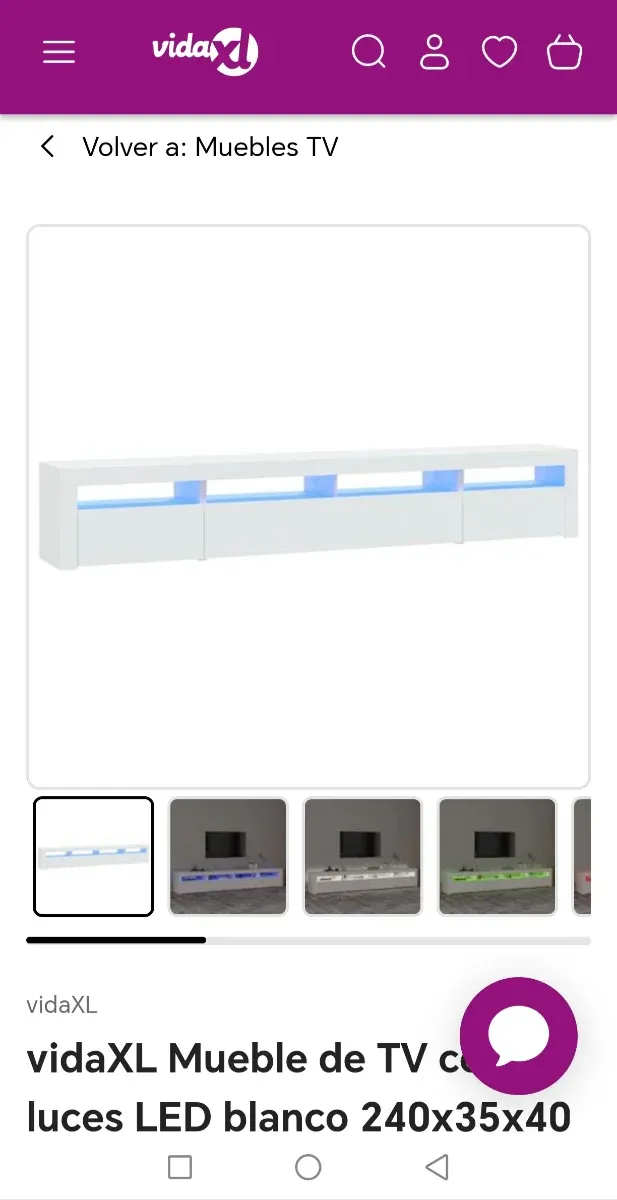 Mueble TV blanco con luces LED