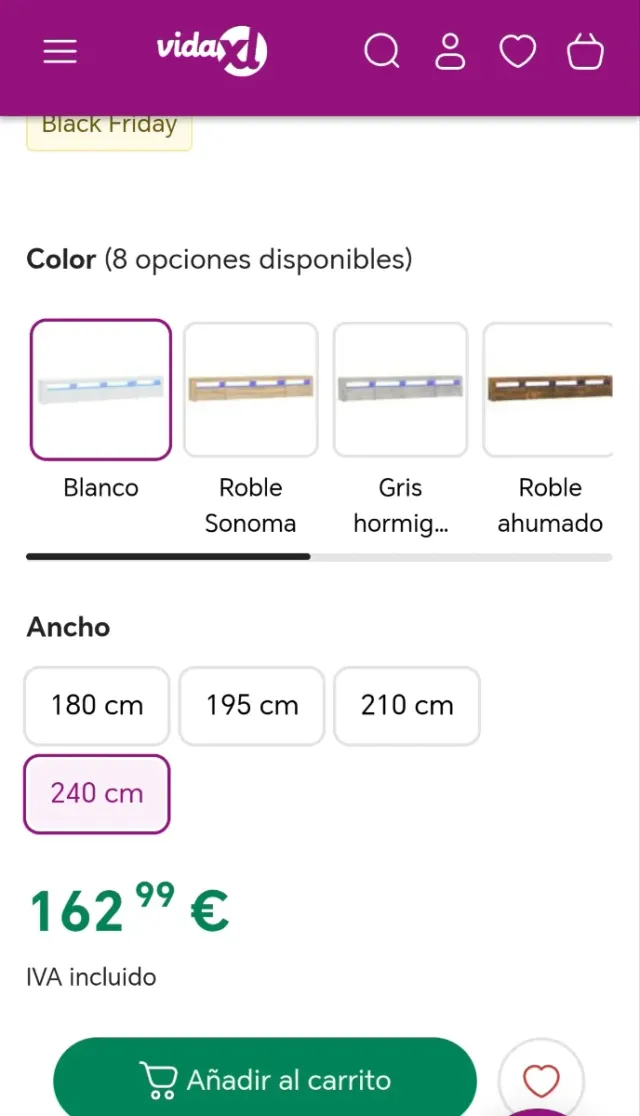 Mueble TV blanco con luces LED