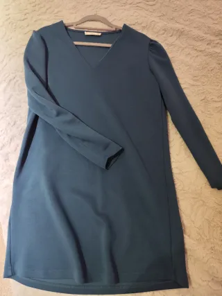 Vestido verde azulado manga larga talla L