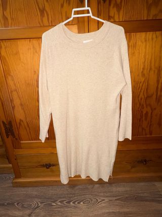 Vestido de lana Zara beige