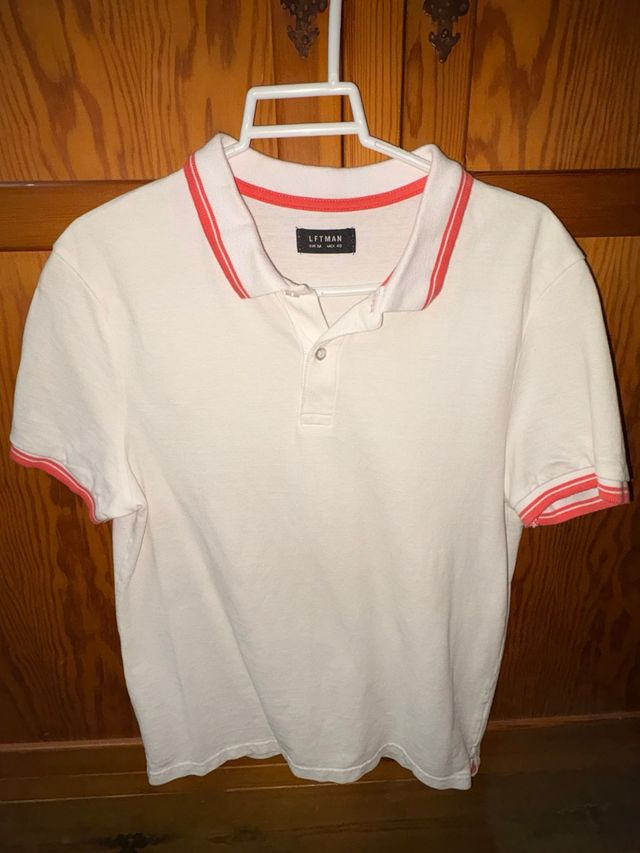 Polo LEFTMAN blanco y naranja Talla M