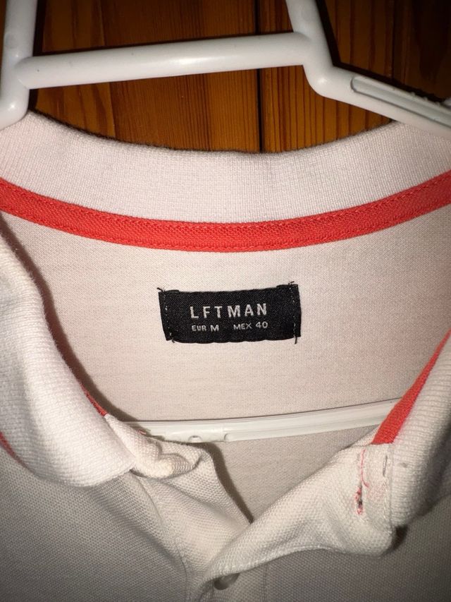 Polo LEFTMAN blanco y naranja Talla M