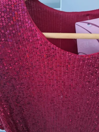 Camisa fiesta lentejuelas roja talla única