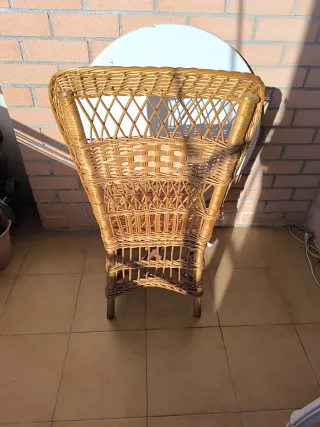 Silla antigua de rafia color beige/marrón negociab