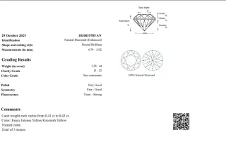 Lote 3 Diamantes Naturales 1.26ct Certificados