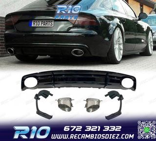 DIFUSOR AUDI A7 S LINE 16-18 LOOK RS7 NEGRO BRILLO + COLAS E