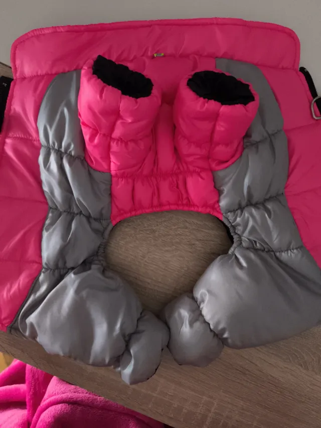 Abrigo perrita rosa y gris