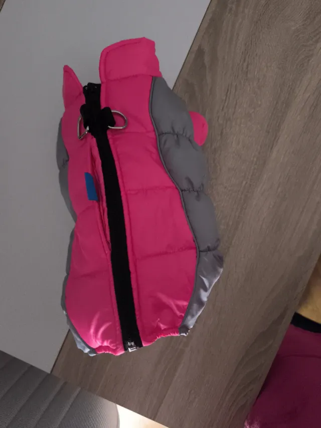 Abrigo perrita rosa y gris