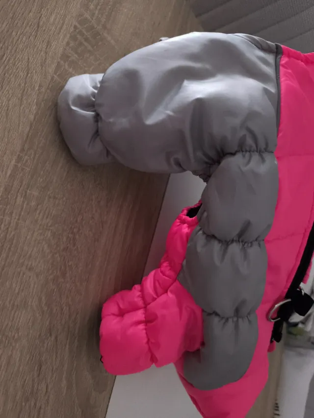 Abrigo perrita rosa y gris