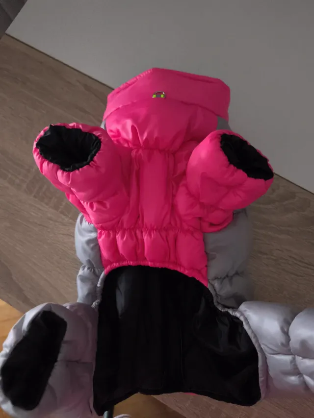 Abrigo perrita rosa y gris