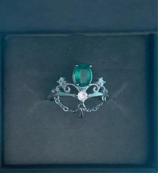 Anillo Plata Esmeralda Corona Tiara