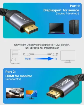 Cable DisplayPort a HDMI 4K 2 Mts.