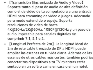 Cable DisplayPort a HDMI 4K 2 Mts.