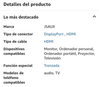 Cable DisplayPort a HDMI 4K 2 Mts.