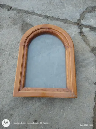 Ventana madera maciza arqueada dos unidades