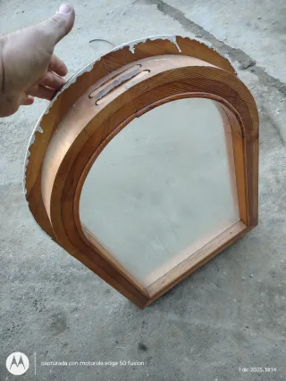 Ventana madera maciza arqueada dos unidades