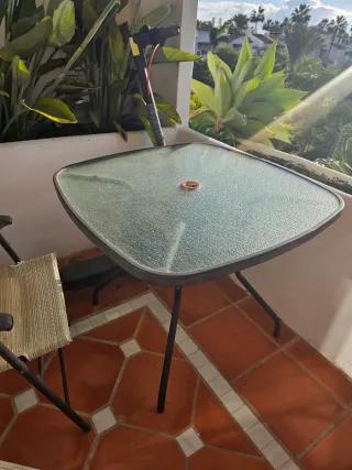 Tavolo da Terrazza in Cristallo e Ferro + Sedia