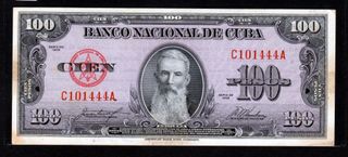CUBA 100 PESOS 1958 XF/EBC- Pick.82c
