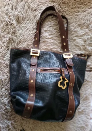 Bolso piel Tous negro y marrón