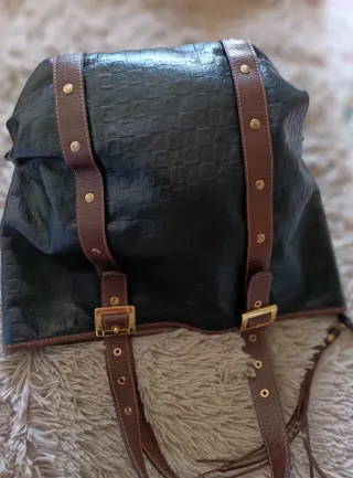 Bolso piel Tous negro y marrón