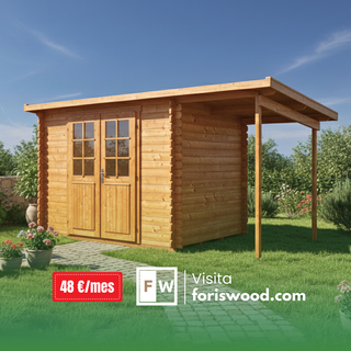 Caseta + porche 12,4 m2 con suelo y tratamiento