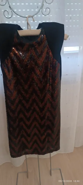 Top lentejuelas negro y dorado Talla 44