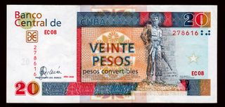 CUBA 20 PESOS CONVERTIBLES CUC 2008 XF/EBC-