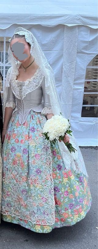 Vestido de Fallera Azul Multicolor