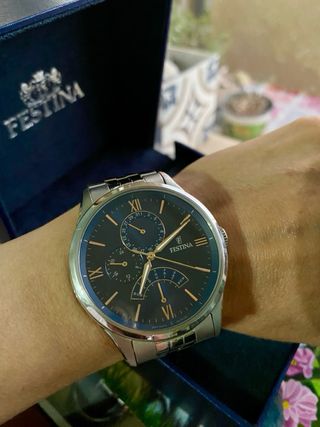 * Reloj FEStiNA Grande,Azul y Cobre, como NUEVO *