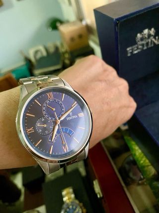 * Reloj FEStiNA Grande,Azul y Cobre, como NUEVO *