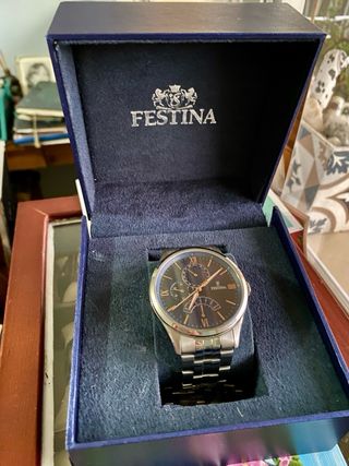 * Reloj FEStiNA Grande,Azul y Cobre, como NUEVO *
