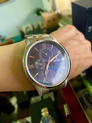 * Reloj FEStiNA Grande,Azul y Cobre, como NUEVO *