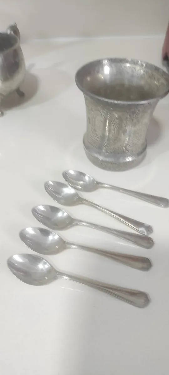 Set 5 Posavasos y 5 Cucharitas Plata