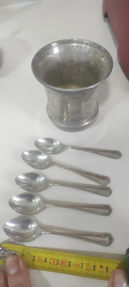 Set 5 Posavasos y 5 Cucharitas Plata