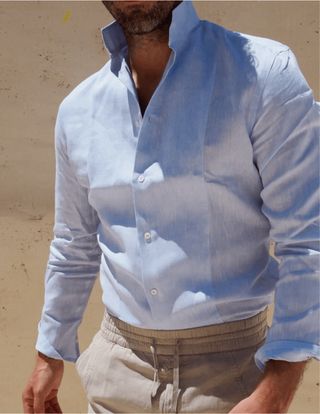 Camisa Cuello Mao de lino MR.AB Rebajada