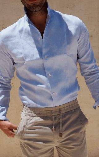 Camisa Cuello Mao de lino MR.AB Rebajada