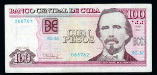 CUBA 100 PESOS 2023 XF/EBC Serie 068762 Reemplazo